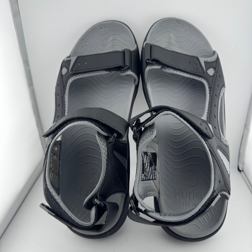 Hurley Odessa Sport Sandals Men 12 Black Grey Adjustable Straps 1777381 Hiking